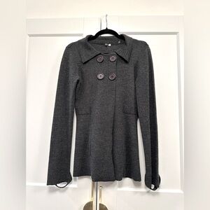 Women’s wool Joie Black/Gray Knit Cardigan with Structured Collar